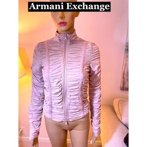 Armani Exchange, Ruched Skin Tight zip up turtleneck top Sz S Like New